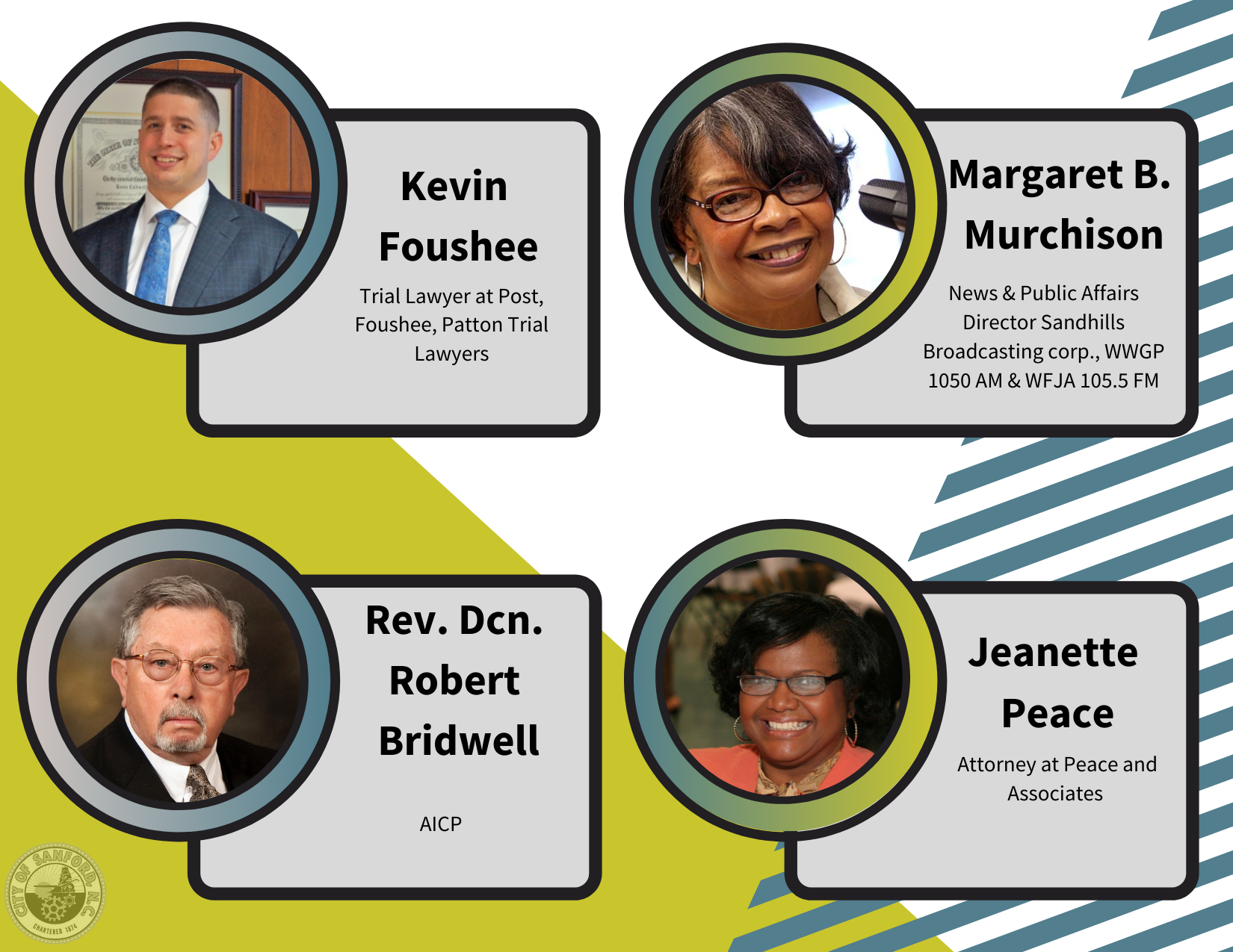 Left to right, clockwise: Kevin Foushee, Margaret B. Murchison, Jeanette Peace, Rev. Dcn. Robert Bridwell